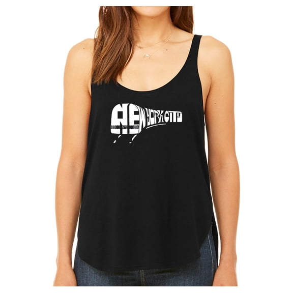 LA Pop Art Women's Premium Word Art Flowy Tank Top - NY SUBWAY