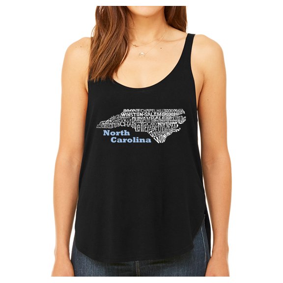 LA Pop Art Women's Premium Word Art Flowy Tank Top - North Carolina