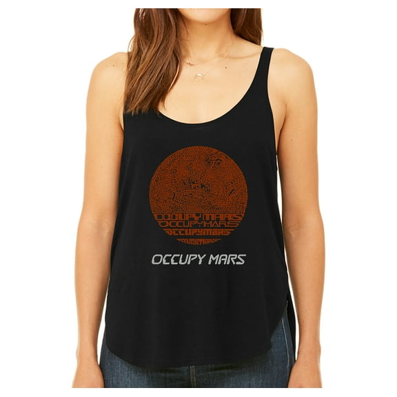 LA Pop Art Women's Premium Word Art Flowy Tank Top - Occupy Mars