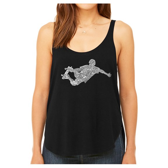 LA Pop Art Women's Premium Word Art Flowy Tank Top - POPULAR SKATING MOVES & TRICKS