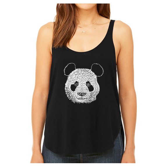 LA Pop Art Women's Premium Word Art Flowy Tank Top - Panda