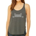 thumbnail image 1 of LA Pop Art Women's Premium Word Art Flowy Tank Top - Peeking Cat, 1 of 2