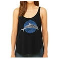 thumbnail image 1 of LA Pop Art Women's Premium Word Art Flowy Tank Top - Species of Dolphin, 1 of 2