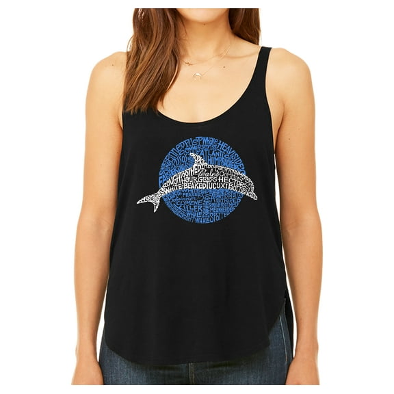 LA Pop Art Women's Premium Word Art Flowy Tank Top - Species of Dolphin