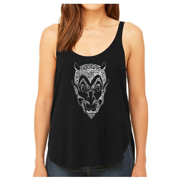 LA Pop Art Women's Premium Word Art Flowy Tank Top - THE DEVIL'S NAMES