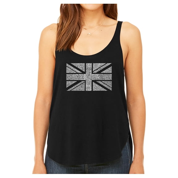 LA Pop Art Women's Premium Word Art Flowy Tank Top - UNION JACK