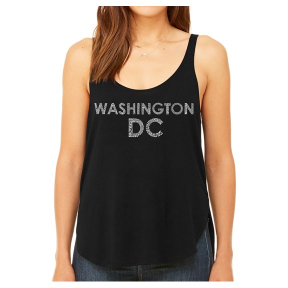 LA Pop Art Women's Premium Word Art Flowy Tank Top - WASHINGTON DC NEIGHBORHOODS