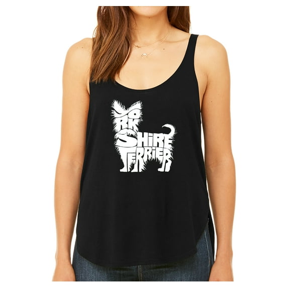LA Pop Art Women's Premium Word Art Flowy Tank Top - Yorkie