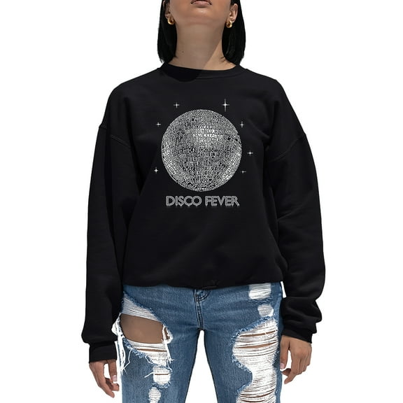 LA Pop Art Women's Word Art Crewneck Sweatshirt - Disco Ball