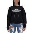 thumbnail image 1 of LA Pop Art Women's Word Art Crewneck Sweatshirt - Flying Saucer UFO, 1 of 2