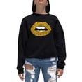 thumbnail image 1 of LA Pop Art Women's Word Art Crewneck Sweatshirt - Gold Digger Lips, 1 of 2