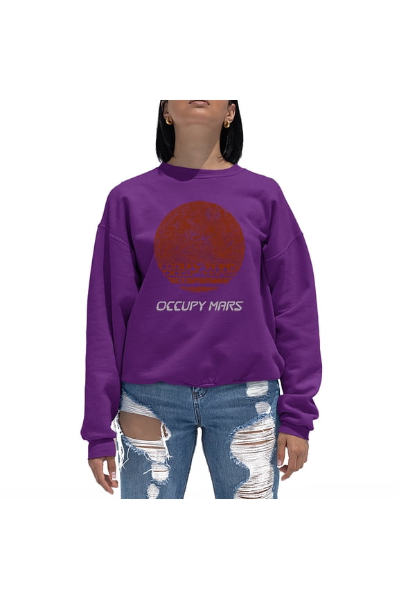 Women's Word Art Crewneck Sweatshirt - Occupy Mars