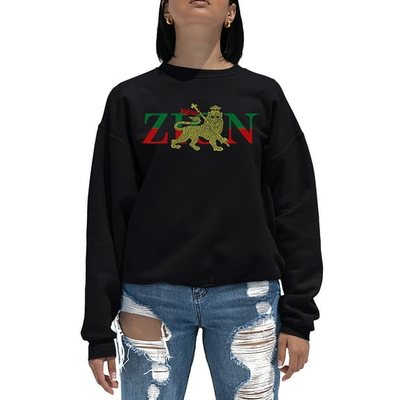 LA Pop Art Women's Word Art Crewneck Sweatshirt - Zion - One Love