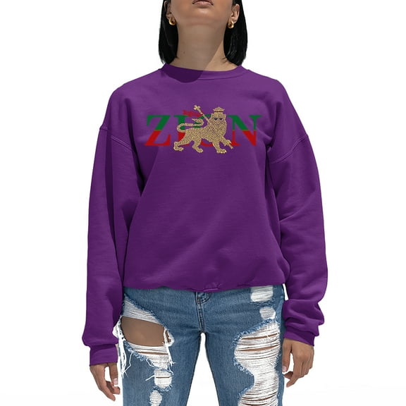 LA Pop Art Women's Word Art Crewneck Sweatshirt - Zion - One Love