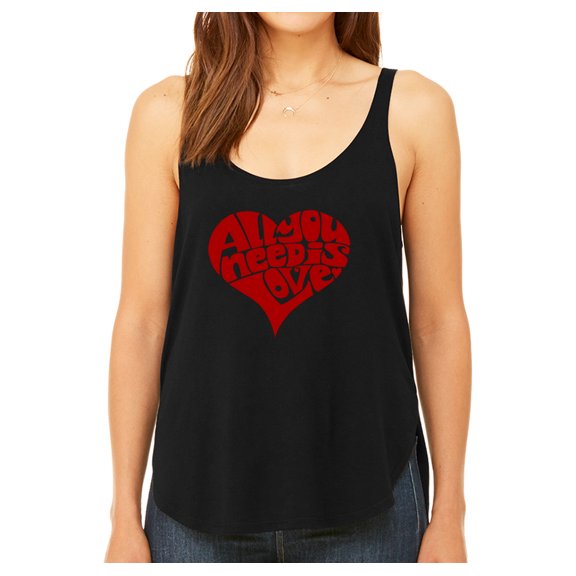 LA Pop Art Women's Word Art Flowy Tank Top - All You Need Is Love