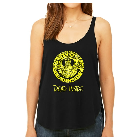 LA Pop Art Women's Word Art Flowy Tank Top - Dead Inside Smile