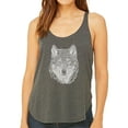 thumbnail image 1 of LA Pop Art Women's Word Art Flowy Tank Top - Wolf, 1 of 2