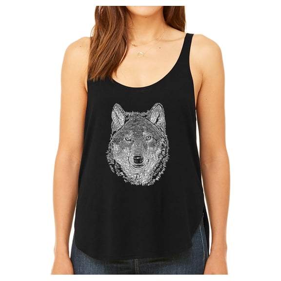 LA Pop Art Women's Word Art Flowy Tank Top - Wolf