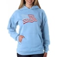 thumbnail image 1 of LA Pop Art Women's Word Art Hooded Sweatshirt -American Wars Tribute Flag, 1 of 2