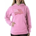 thumbnail image 1 of LA Pop Art Women's Word Art Hooded Sweatshirt -American Wars Tribute Flag, 1 of 2