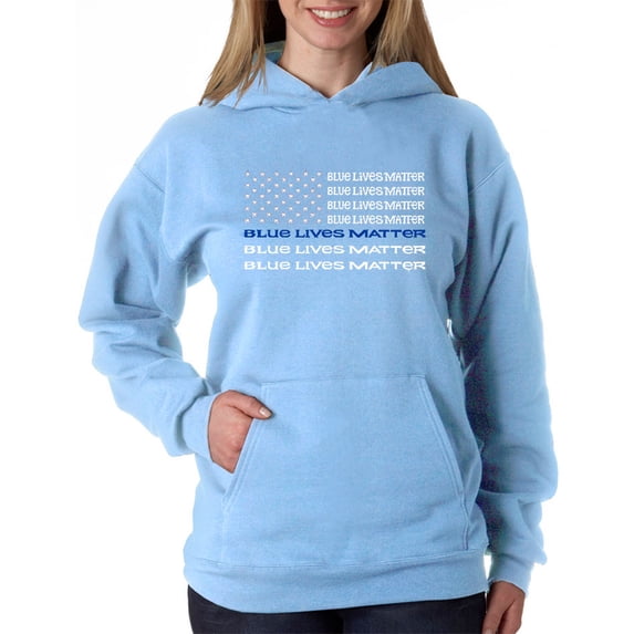 LA Pop Art Women's Word Art Hooded Sweatshirt -Blue Lives Matter