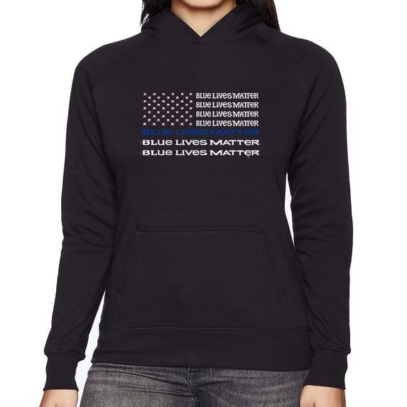 LA Pop Art Women's Word Art Hooded Sweatshirt -Blue Lives Matter
