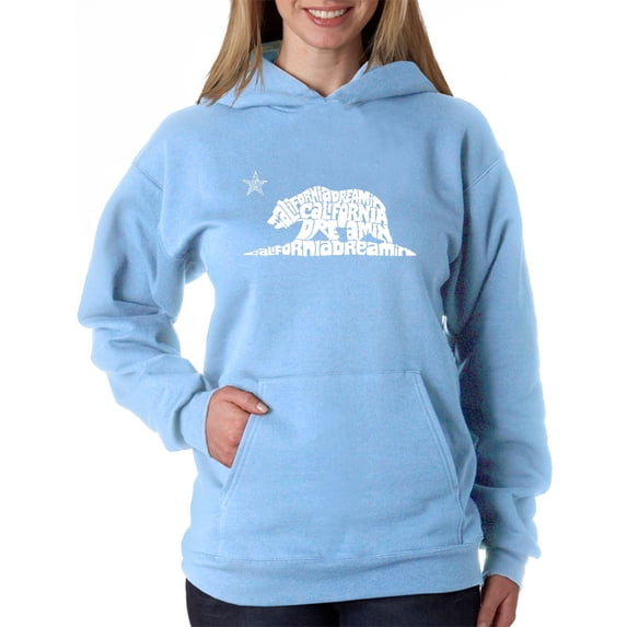 LA Pop Art Women's Word Art Hooded Sweatshirt -California Dreamin