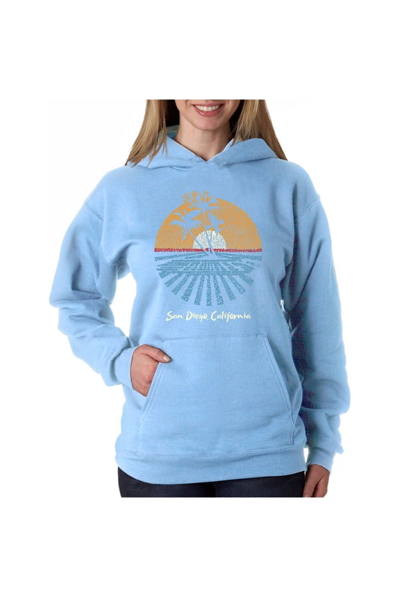 Women's Word Art Hooded Sweatshirt -Cities In San Diego