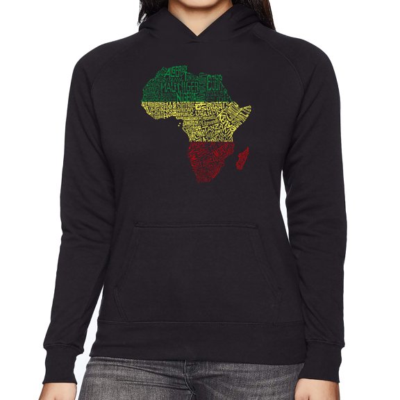 LA Pop Art Women's Word Art Hooded Sweatshirt -Countries in Africa
