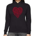 thumbnail image 1 of LA Pop Art Women's Word Art Hooded Sweatshirt -Crazy Little Thing Called Love, 1 of 2