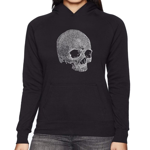LA Pop Art Women's Word Art Hooded Sweatshirt -Dead Inside Skull