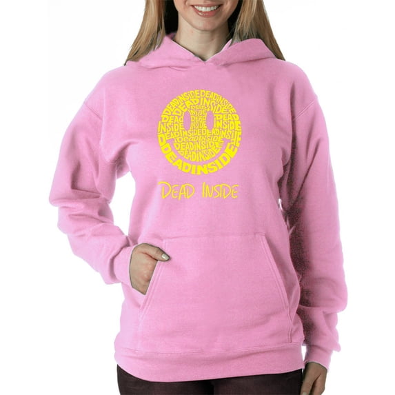 LA Pop Art Women's Word Art Hooded Sweatshirt -Dead Inside Smile