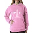 thumbnail image 1 of LA Pop Art Women's Word Art Hooded Sweatshirt -Empire State Building, 1 of 2