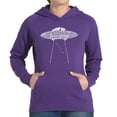 thumbnail image 1 of LA Pop Art Women's Word Art Hooded Sweatshirt -Flying Saucer UFO, 1 of 2
