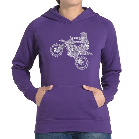 LA Pop Art Women's Word Art Hooded Sweatshirt -Freestyle Motocross - FMX