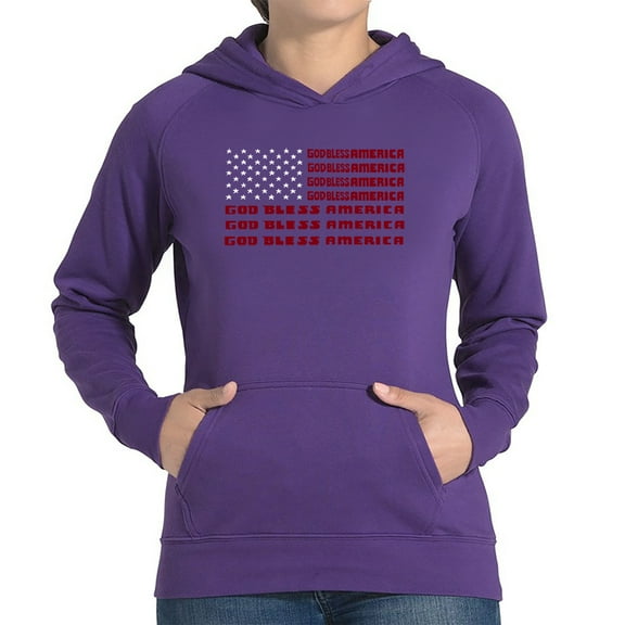 LA Pop Art Women's Word Art Hooded Sweatshirt -God Bless America