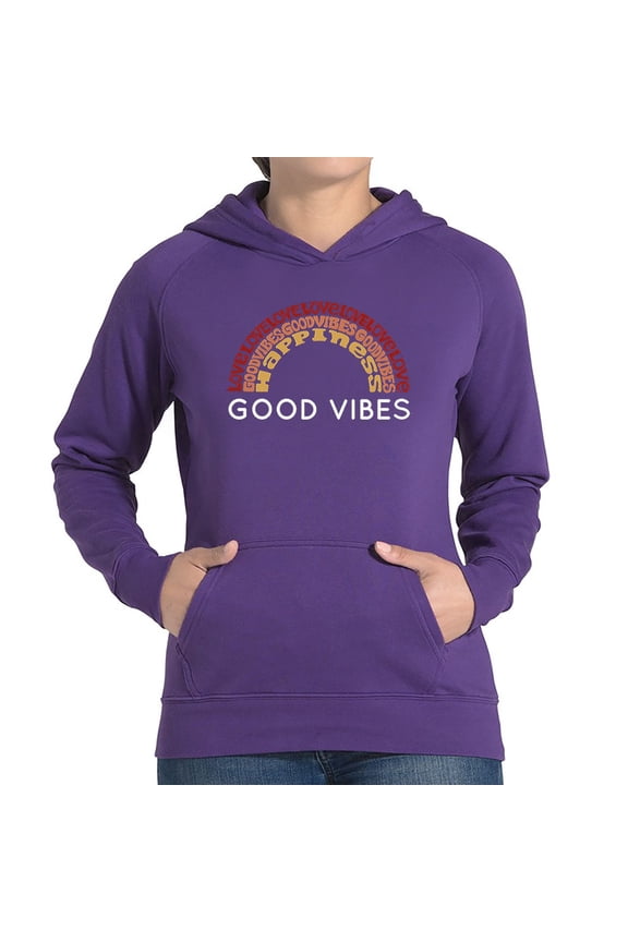 Women's Word Art Hooded Sweatshirt -Good Vibes