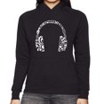 thumbnail image 1 of LA Pop Art Women's Word Art Hooded Sweatshirt -Music Note Headphones, 1 of 2