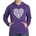 thumbnail image 1 of LA Pop Art Women's Word Art Hooded Sweatshirt -Paw Prints Heart, 1 of 2