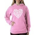 thumbnail image 1 of LA Pop Art Women's Word Art Hooded Sweatshirt -Paw Prints Heart, 1 of 2