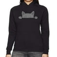 thumbnail image 1 of LA Pop Art Women's Word Art Hooded Sweatshirt -Peeking Cat, 1 of 2