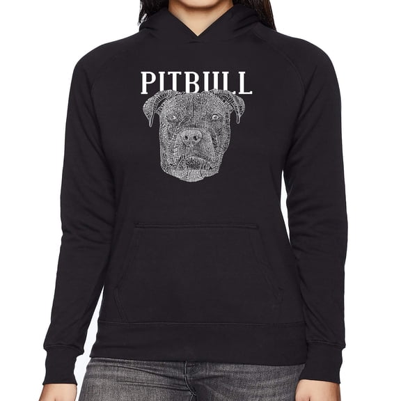 LA Pop Art Women's Word Art Hooded Sweatshirt -Pitbull Face
