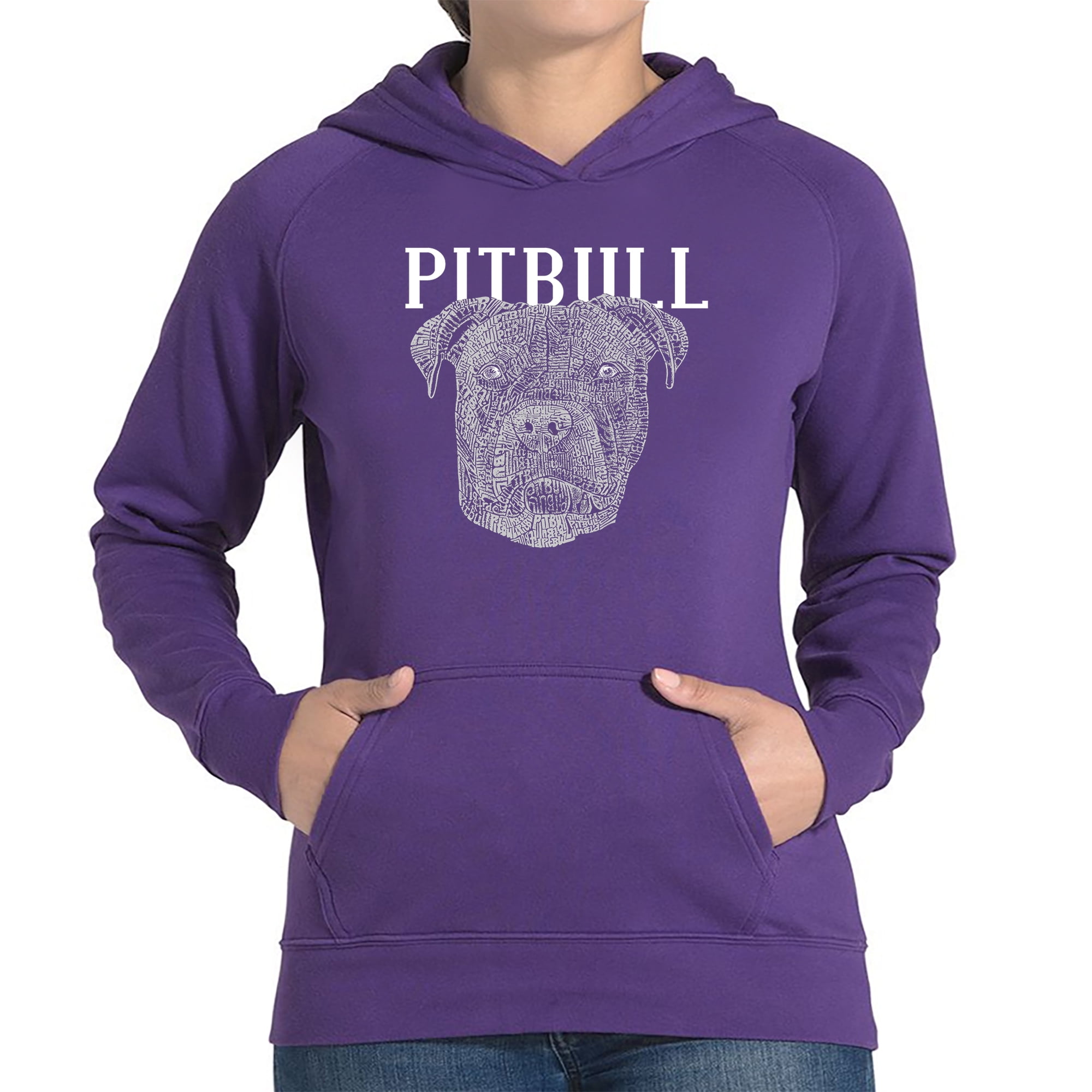 売れ筋商品|||エルエーポップアート カットソー トップス レディース Women's Stretching Cat Word Art Hooded Sweatshirt Purple LA Pop Art Women's Word Art Hooded Sweatshirt - XMASCAT