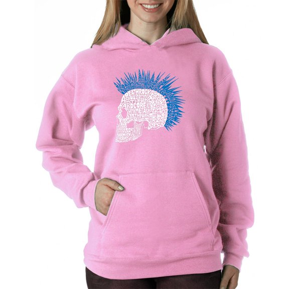 LA Pop Art Women's Word Art Hooded Sweatshirt -Punk Mohawk