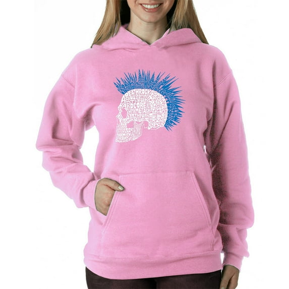 LA Pop Art Women's Word Art Hooded Sweatshirt -Punk Mohawk