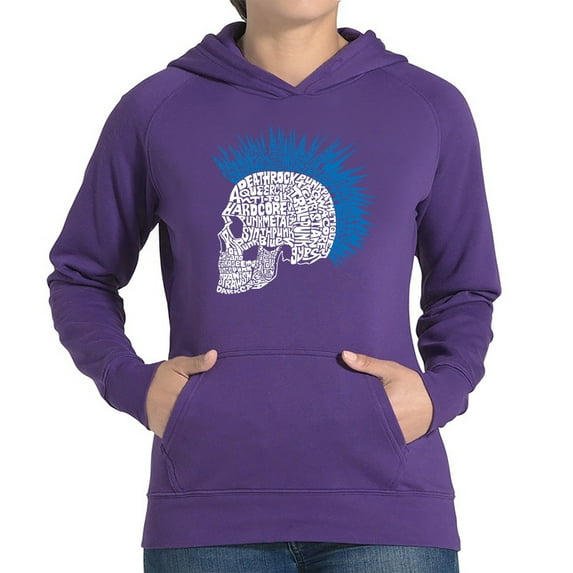LA Pop Art Women's Word Art Hooded Sweatshirt -Punk Mohawk