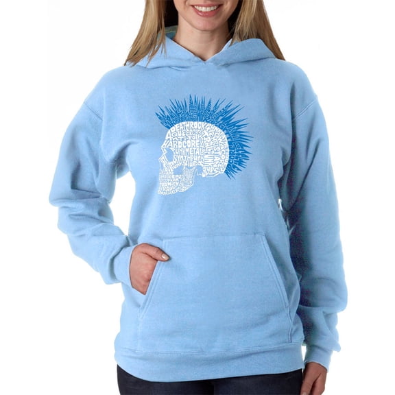 LA Pop Art Women's Word Art Hooded Sweatshirt -Punk Mohawk
