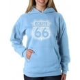 thumbnail image 1 of LA Pop Art Women's Word Art Hooded Sweatshirt -Route 66 - Life is a Highway, 1 of 2