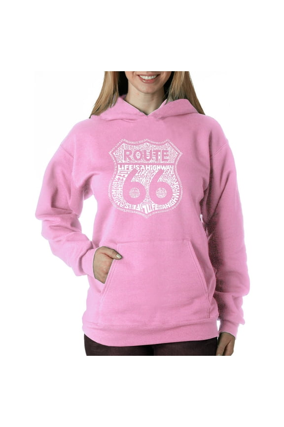 Women's Word Art Hooded Sweatshirt -Route 66 - Life is a Highway