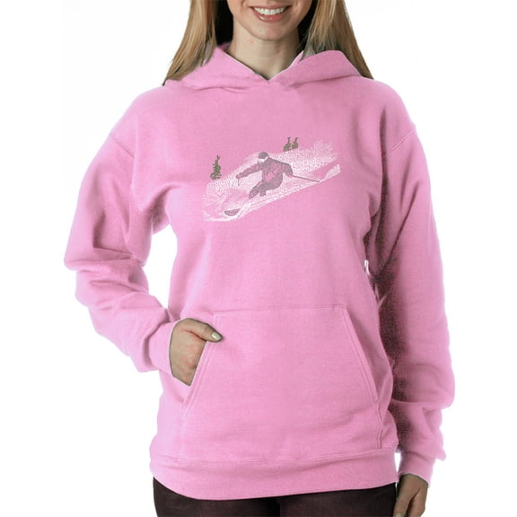 LA Pop Art Women's Word Art Hooded Sweatshirt -Ski